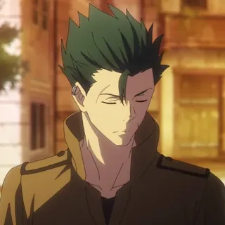 💫 6008a708 アニメ, キャラクター, 緑髪, コート, 男性 telegram sticker