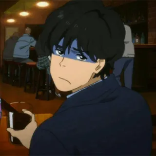 💧 fcbed4e7 Anime, Karakter, Bar, Sedih, Pria, Rambut hitam telegram sticker
