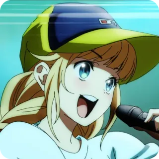 🙂 0d1a2ab3 Anime, Mädchen, Mikrofon, Singen, Idol, Blond, Cartoon telegram sticker