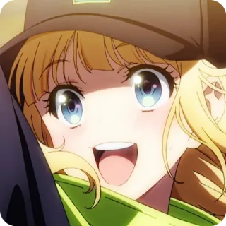 🙂 6e8f3acb Anime Mädchen, Blonde Haare, Süß, Lächelnd, Cartoon, Animation, Charakter telegram sticker