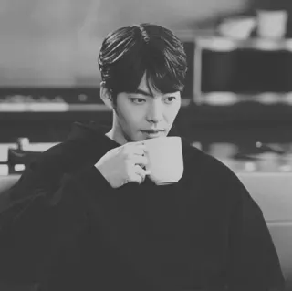 ➿ 1f32d7a4 uomo, caffè, ritratto, interno, monocromatico whatsapp sticker