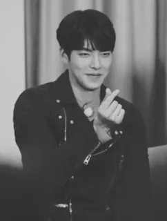 ➿ 9c6adaf0 uomo, ritratto, cuore con le dita, coreano, attore whatsapp sticker