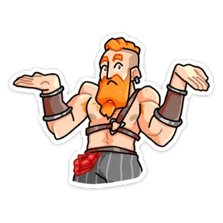 🤷 87685e34 đàn ông, cơ bắp, nhân vật, hoạt hình, hài hước, cử chỉ, râu whatsapp sticker
