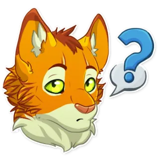 ❓ 0ac5d3e5 vos, vraag, dier, cartoon, uitdrukking, illustratie telegram sticker