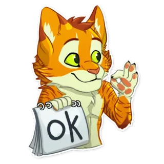 👌 7fc20c83 ok ok, goedkeuring, akkoord, bevestigend, cartoon, dier, kat telegram sticker