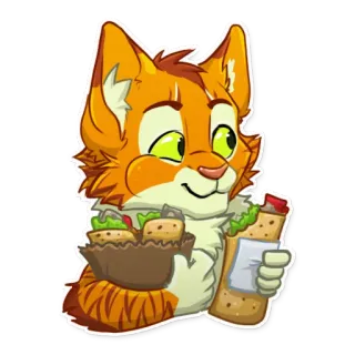 🌯 8226c2d4 kat, sandwich, eten, dier, cartoon, schattig telegram sticker