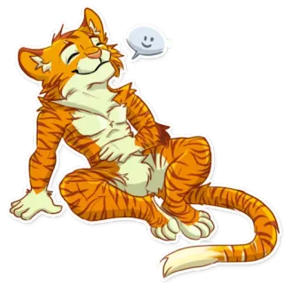 💭 98896c98 tijger, dier, zoogdier, katachtige, personage, vrolijk, schattig, harig telegram sticker