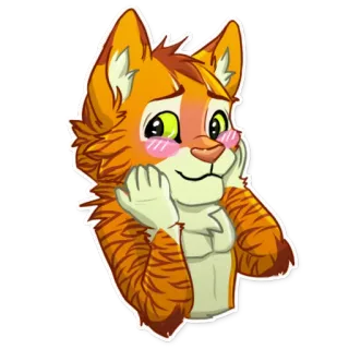 ☺️ a388eee9 Furry, Anthro, Kat, Schattig, Blozen, Pluizig, Blij telegram sticker