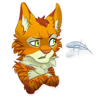 🤨 a6b1d021 kat, cartoon, oranje, dier, veer, personage telegram sticker