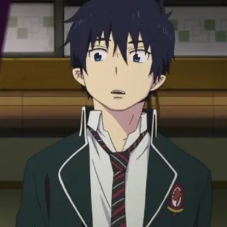 ☁️ 574c55fb Rin Okumura Blue Exorcist 애니메이션, 청의 엑소시스트, 오쿠무라 린, 캐릭터, 교복, 넥타이 telegram sticker