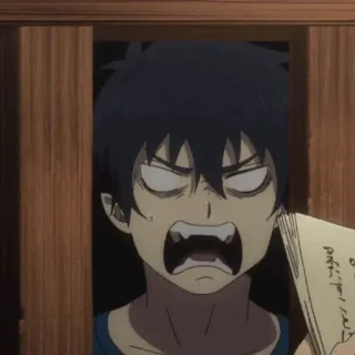 ☁️ 74e0f760 Rin Okumura Blue Exorcist 애니메이션, 청의 엑소시스트, 오쿠무라 린, 화난 telegram sticker