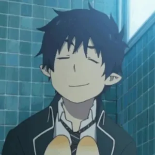 ☁️ 99128aab Rin Okumura Blue Exorcist 애니메이션, 캐릭터, 미소, 행복 telegram sticker