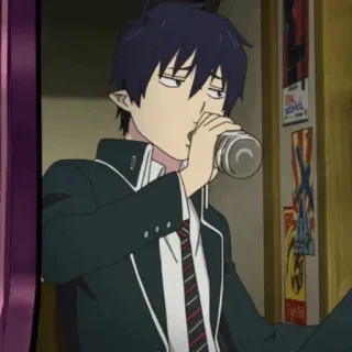 ☁️ a5e91abe Rin Okumura Blue Exorcist 애니메이션, 청의 엑소시스트, 오쿠무라 린, 음주 telegram sticker