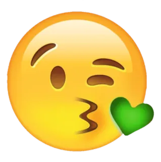 😘 63568879 emoji, hôn, trái tim, tình yêu, xanh lá cây, nháy mắt telegram sticker