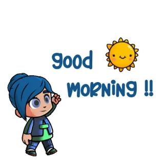 👋 581333e0 GOOD MORNING !! buongiorno, sole, saluto, cartone animato, personaggio whatsapp sticker