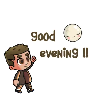 👋 e5361a3b good evening !! buonasera, luna, cartone animato, saluto whatsapp sticker