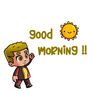 👋 fb7f2a40 GOOD MORNING !! Buongiorno, Saluto, Sole, Cartone animato, Positivo whatsapp sticker
