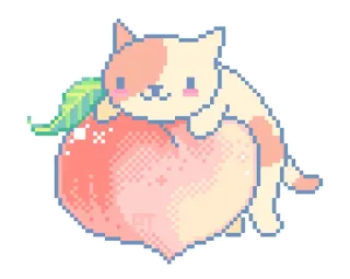 ✨ 141c5b25 猫, 桃, ピクセルアート, かわいい, 動物, フルーツ telegram sticker
