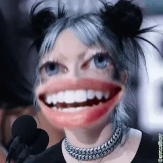 😂 5681fd2d Billie Eilish penyanyi, selebriti, lucu, meme, potret whatsapp sticker