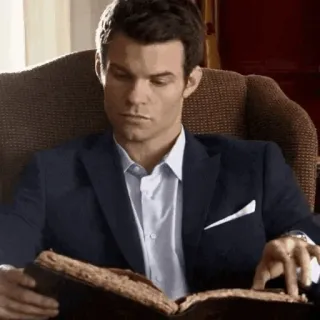 ⚜ dcbd2cad Elijah Mikaelson The Originals The Vampire Diaries, The Originals, Elijah Mikaelson, Werwolf, Daniel Gillies, Buch, Lesen whatsapp sticker
