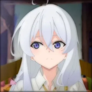 🌟 aa40b6df anime girl, white hair, purple eyes, cartoon, portrait telegram sticker