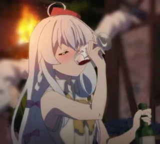 🌟 f5e8ef67 anime girl, drinking, alcohol, cute, anime telegram sticker
