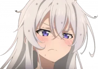 😕 30d3efb2 Anime, Fille, Cheveux blancs, Rougir, Expression whatsapp sticker