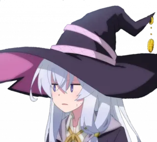 😕 3cbfc15d animé, sorcière, magie, chapeau, dessin animé, mignon, fille, violet, cheveux blancs whatsapp sticker