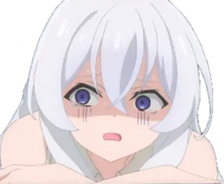 🤔 738f29fb animé, fille, cheveux blancs, effrayée, choquée, expression, autocollant whatsapp sticker