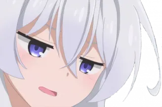 😒 87b3455e Anime, Fille, Cheveux blancs, Yeux violets, Mignon, Expression, Suffisant whatsapp sticker