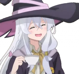 🥃 a793da61 animé, sorcière, thé, souriant, chapeau, mignon whatsapp sticker