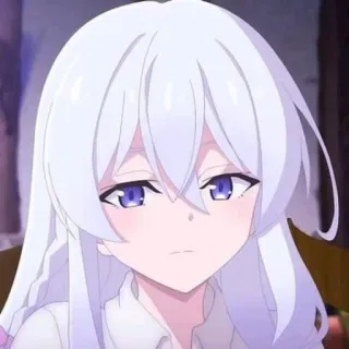 💜 0a5f5e0e Anime, Fille, Cheveux Blancs, Yeux Violets, Portrait telegram sticker