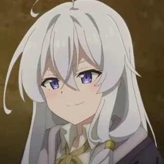 💜 4a50d08d Anime, Femme, Fille, Cheveux blancs, Yeux violets, Sourire narquois, Dessin animé telegram sticker