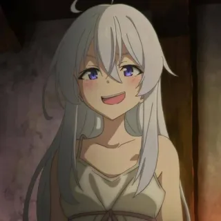 💜 68397856 Anime, Personnage, Fille, Souriante, Cheveux Blancs, Mignon telegram sticker