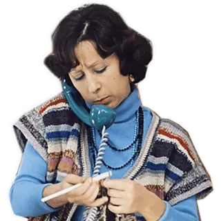 📞 16c48574 여자, 전화, 뜨개질, 취미, 대화, 스웨터 telegram sticker