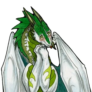 ☺️ 9070e523 draak, fantasie, reptiel, groen, wit, schattig, dier telegram sticker