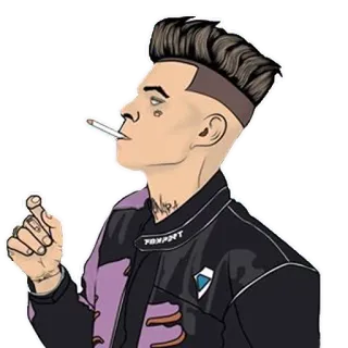 😎 c6285526 卡通, 抽烟, 香烟, 男人, 夹克, 角色 telegram sticker