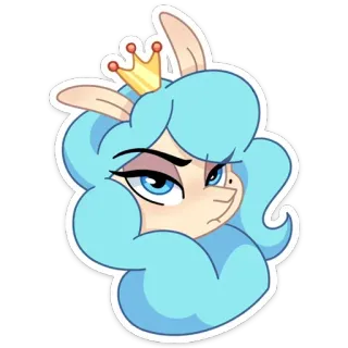🤨 90241e56 llama, kartun, ratu, mahkota, hewan, stiker telegram sticker