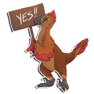 💯 76187ef9 YES!! dinossauro, raptor, sim, sinal, acordo, aprovação, animal whatsapp sticker