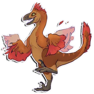 🦅 deafe3f4 dinossauro, raptor, penas, desenho animado, animal, pré-histórico whatsapp sticker