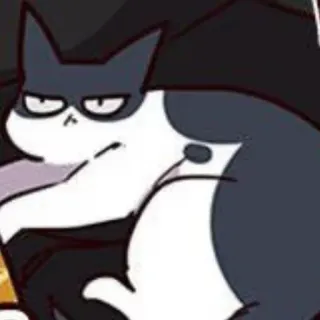 😵 850ee4ed cat, animal, cartoon, domestic animal, black and white telegram sticker