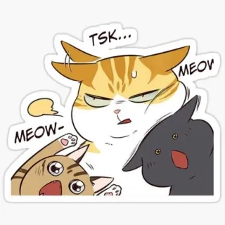 😩 d42648ae TSK... MEOW MEOW- cat, cats, animal, animals, kitten, kitty, orange cat, black cat, cute telegram sticker