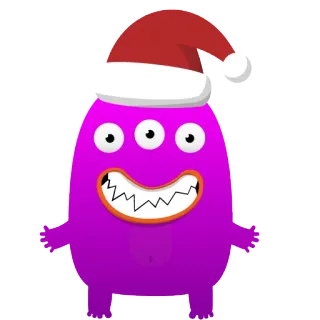 🎅 49c502b8 monstre, noël, bonnet de père noël, violet, trois yeux, dessin animé, fêtes telegram sticker