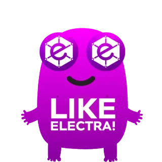 😳 c41a9b5f LIKE ELECTRA! sticker, electra, like, dessin animé, violet telegram sticker