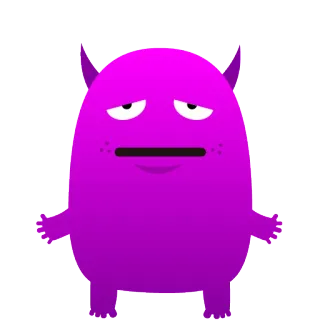 😔 ff6926ae monstre, violet, dessin animé, mignon, personnage, créature telegram sticker