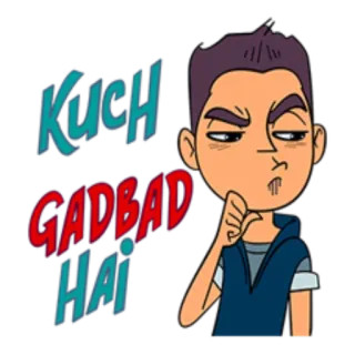 😒 225b29c2 KUCH GADBAD HAI Desenho animado, Indiano, Pensando, Confuso whatsapp sticker