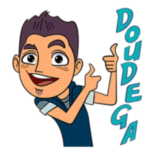 👍 2d633c8b DOUDEGA desenho animado, homem, ilustração, personagem, polegar para cima whatsapp sticker
