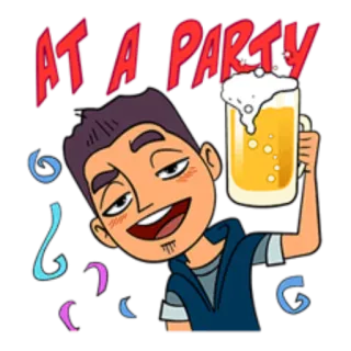 🍺 7d082ada AT A PARTY festa, álcool, cerveja, celebração, diversão, bebida whatsapp sticker
