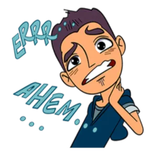 😟 85e3aa36 ERRR
AHem... desenho animado, personagem, expressão, envergonhado, suor, desajeitado, nervoso whatsapp sticker