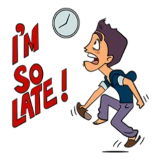 😰 a7af4f61 I'M SO LATE! atrasado, correndo, pressa, relógio, desenho animado, estressado, tempo whatsapp sticker